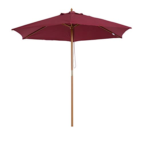 Outsunny Sombrilla Parasol de Patio Altura 2,25m Terraza Jardin Diametro 2,5m Color Rojo Vino