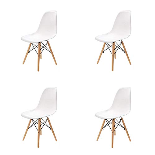 Pack 4/6 sillas, sillas de Comedor Silla de Oficina Silla de salón， Silla diseño nórdico Estilo (White（Blanco-4）)
