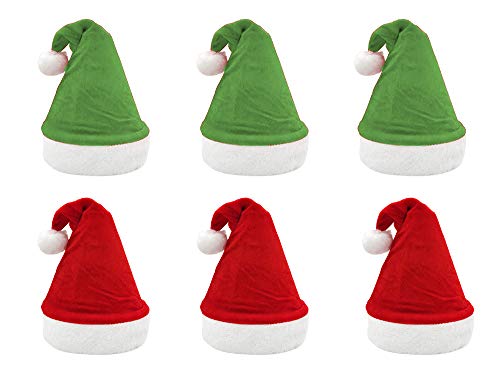 Pack 6 Gorro Papá Noel de Navidad de Santa Claus de Terciopelo de Felpe Suave Sombreros Navideño de Invierno para Fiesta Festiva de Año Nuevo para Adultos y Niños Unisex (Mixto)