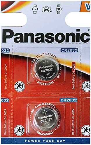 Panasonic CR2032 Pila botón de litio no-recargable, 3V, 225 mAh, Paquete de 2 unidades