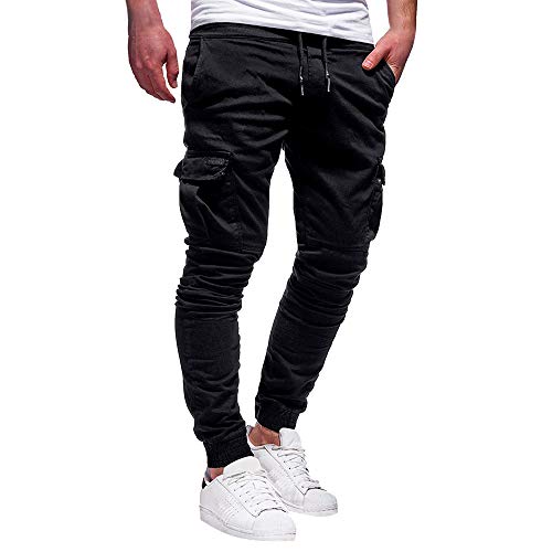 Pantalón Chandal Hombre Pantalones Deportivos Casual Multi-Bolsillo con Cordones Ajustado Fitness Gym Invierno Tallas Grandes Jogging de Hip-Hop Gusspower