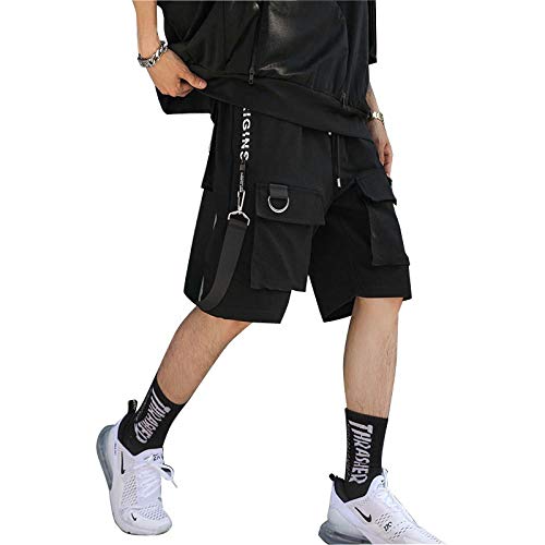 Pantalones Cortos Deportivos Nuevo Verano Multibolsillos Hombres Pantalones Cortos De Carga Cintura Elástica Street Punk Hip Hop Joggers Cortos Ocasionales Envío De La Gota XL