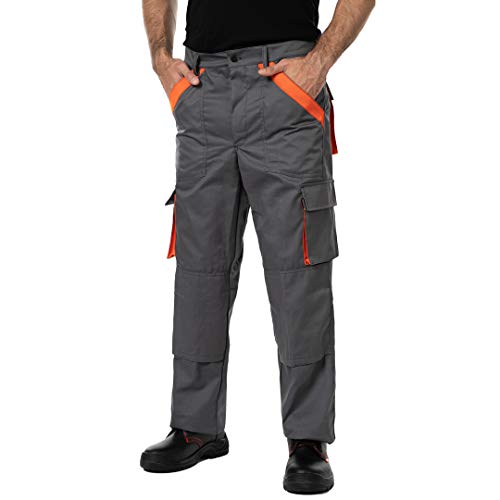 Pantalones de Trabajo para Hombre, Made in EU, Refuerzo y Acolchado en Las Rodillas, Pantalones Cargo (S, Gris) Pantalones de Trabajo para Hombre, Made in EU, Refuerzo y Acolchado en Las Rodillas, Pantalones Cargo (S, Gris)