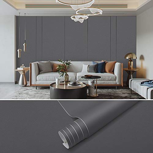 Papel Adhesivo Para Muebles Gris Oscuro Papel Pintado Pared Moderno 61x500cm PVC Papel para Pared Papel Pintado Pared Autoadhesivo Papel Adhesivos Pared Decorativos para Muebles Cocina Decorativos