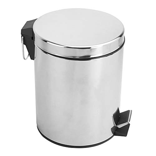Papelera 5L | Cubo de basura con contenedor extraíble | Papelera de acero inoxidable con tapa | Cubo de basura con revestimiento | Papeleras de baño | Basurero | M&W