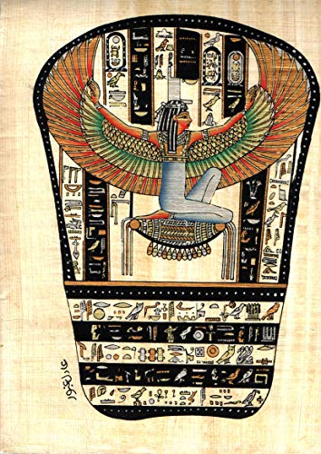 Papiro egipcio 35cm X 25cm, M1-N12 hecho y pintado a mano de Egipto; Con certificado de autenticidad ; El papiro hecho según el método y el material que usaban en el Egipto antiguo