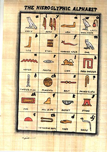 Papiro egipcio 35cm X 25cm, M1-N8 hecho y pintado a mano de Egipto; Con certificado de autenticidad ; El papiro hecho según el método y el material que usaban en el Egipto antiguo