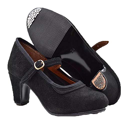PASARELA - Zapatos Flamenco Mujer con Hebilla y Clavos Negro Cuero Mujer Color: Negro Talla: 35