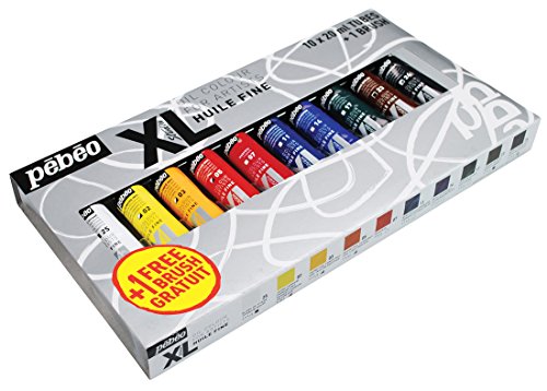 Pebeo Studio XL - Kit de pinturas al óleo con pincel (10 unidades x 20 ml cada una; 200 ml), varios colores