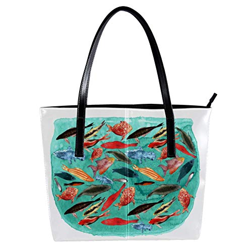 Pecera Bolso De Mano Cuero Con Cremallera Bolso De Hombro De Gran Tamaño Monedero Para Damas Y Niñas 40x29x9cm Pecera Bolso De Mano Cuero Con Cremallera Bolso De Hombro De Gran Tamaño Monedero Para Damas Y Niñas 40x29x9cm
