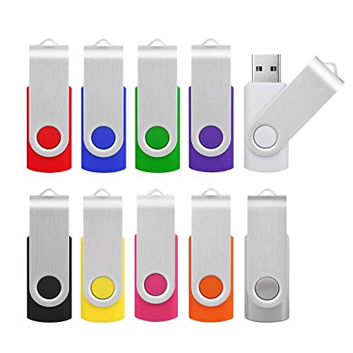 Pendrive 8GB 2.0 10 Piezas, KOOTION Memoria USB Flash Drive Set 10 Unidades Pen Drives, Pack de 10 Pen USB Stick, Multi-Colores