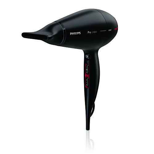 Philips Pro HPS910/00 - Secador de Pelo Profesional, Motor AC, Ionico, Boquilla 8 mm, 3 Velocidades, 3 Temperaturas, 2100w, Negro