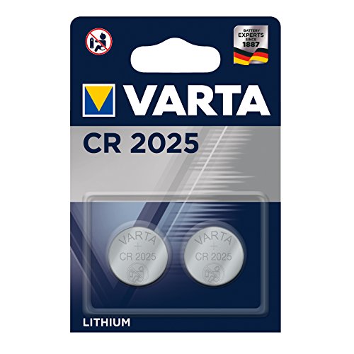 Pila de botón de litio de 3 V VARTA Electronics CR2025, pilas de botón en un blíster original de 2 unidades