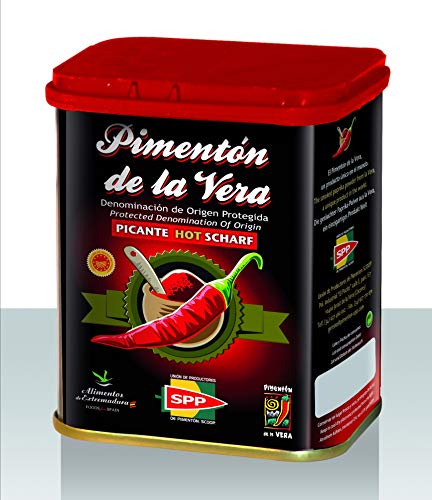 Pimentón de la Vera Ahumado, Picante en Lata de 75 g, Producto con la Denominación de Origen Protegida D.O.P. Condimento Apto para Celíacos.