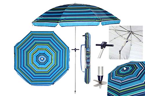 Pincho Sombrilla Playa 200 cm, Aluminio, UPF+50 bloquea 99% de Rayos UV, Punta de Aluminio Reforzado, 8 Varillas de Fibra de Vidrio, Muy Ligera 1,5 kg, Ventana Superior Pincho Sombrilla Playa 200 cm, Aluminio, UPF+50 bloquea 99% de Rayos UV, Punta de Aluminio Reforzado, 8 Varillas de Fibra de Vidrio, Muy Ligera 1,5 kg, Ventana Superior