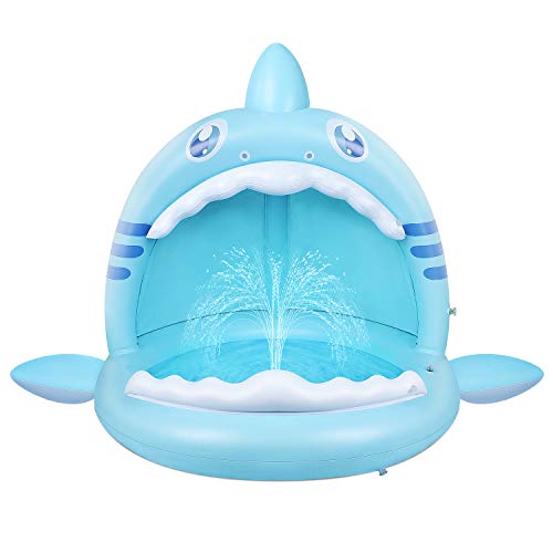 Piscina Hinchable para Bebés,Piscina para Infantil Kiddie de Tiburón con Toldo y Pulverizador, Centro Juegos Hinchable Portátil para Niños de Vacaciones en la Playa al Aire Libre Interior y Exterio Piscina Hinchable para Bebés,Piscina para Infantil Kiddie de Tiburón con Toldo y Pulverizador, Centro Juegos Hinchable Portátil para Niños de Vacaciones en la Playa al Aire Libre Interior y Exterio