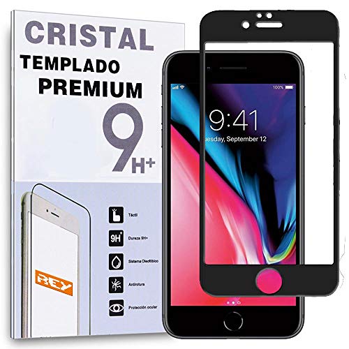 Protector de Pantalla Curvo para iPhone 8 / iPhone 7 / SE 2020, Negro, Cristal Vidrio Templado Premium, 3D / 4D / 5D