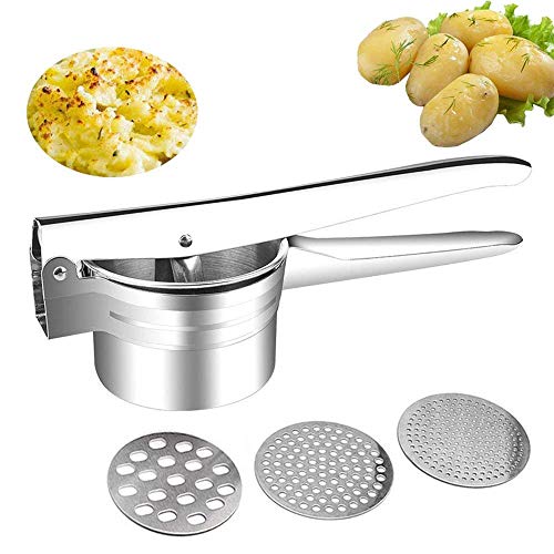 Puré de Patatas, Heavy Class Potato Prensa Ricer Slicer para Hortalizas, Frutas, Huevos, Puré de Papas - Acero Inoxidable de Primera Calidad, 3 Discos Intercambiables Puré de Patatas, Heavy Class Potato Prensa Ricer Slicer para Hortalizas, Frutas, Huevos, Puré de Papas - Acero Inoxidable de Primera Calidad, 3 Discos Intercambiables