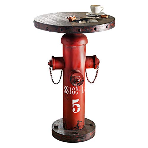 Pureday Mesa Auxiliar Fireplug Hydrant, Estilo Industrial, Metal/Madera, de Aprox. 79 cm de Altura