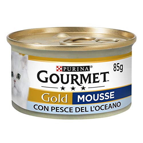 Purina Gourmet Gold - Mousse con Peces del océano, 24 latas de 85 g Cada uno, 24 Unidades de 85 g