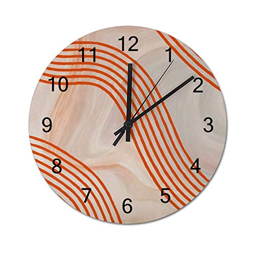 Reloj de pared para regalo de inauguración de la casa de 30,48 cm, reloj de pared – ZZH200309GPC7 de peonía roja de mármol – funciona con pilas – Reloj de madera para decoración del hogar