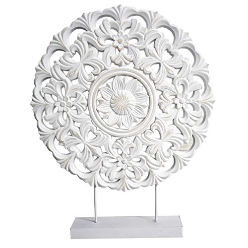 Retablo/Mural de Madera Mandala, Decoración de Sobremesa, Color Blanco Roto, Etnico, para Salón 48X7X38cm - Hogar y Más Retablo/Mural de Madera Mandala, Decoración de Sobremesa, Color Blanco Roto, Etnico, para Salón 48X7X38cm - Hogar y Más