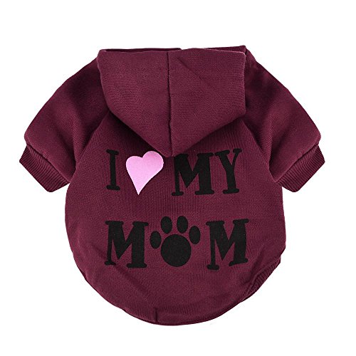 RETUROM Ropa para Mascotas, Amo a mi mamá Letra Impresa Camiseta Ropa para pequeño Perro Mascota Cachorro (XS, Rojo)