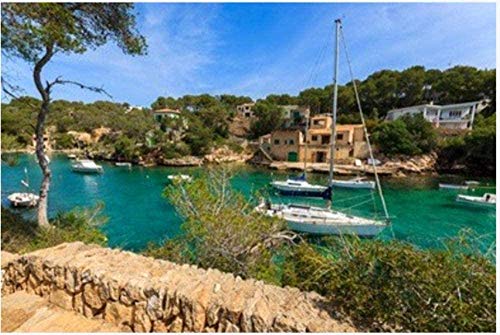 rompecabezas adultos 1000 para adultos juegos Paisaje barcos de yates amarrados en una hermosa bahía cerca del pequeño pueblo pesquero de Cala Figuera en Mallorca regalo para niño juegos de bricolaje