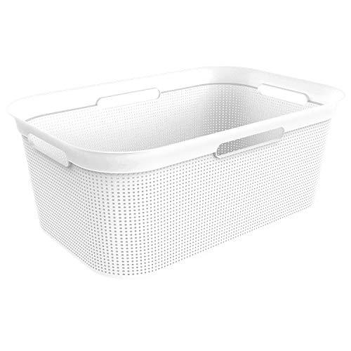 Rotho Brisen, Cesta de lavandería 40l con 4 asas, Plástico PP sin BPA, muérdago blanco, 40l 59.6 x 39.6 x 23.2 cm Rotho Brisen, Cesta de lavandería 40l con 4 asas, Plástico PP sin BPA, muérdago blanco, 40l 59.6 x 39.6 x 23.2 cm