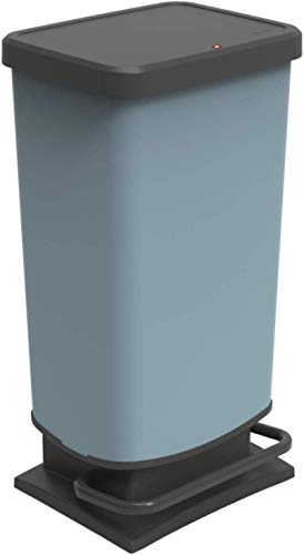 Rotho Paso, Cubo de basura de 40 litros con tapa, Plástico PP sin BPA, azul, 40l 35.3 x 29.5 x 67.6 cm