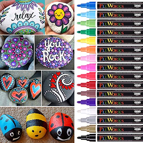 Rotuladores de Pintura Acrílica para Piedras,Permanente Marcadores Dibujar en Piedras Vaso Cerámico Porcelana Plastico Madera Papel Lona (16 punta mediana) Rotuladores de Pintura Acrílica para Piedras,Permanente Marcadores Dibujar en Piedras Vaso Cerámico Porcelana Plastico Madera Papel Lona (16 punta mediana)