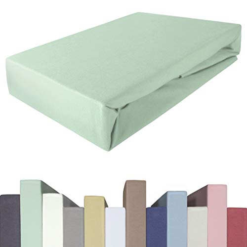 Sábana bajera para cama de muelles y colchones de hasta 40 cm de alto, calidad prémium, algodón con 5% elastano, 190 g/m², 90 x 200, 100 x 200, 100 x 220 cm, sábana bajera ajustable