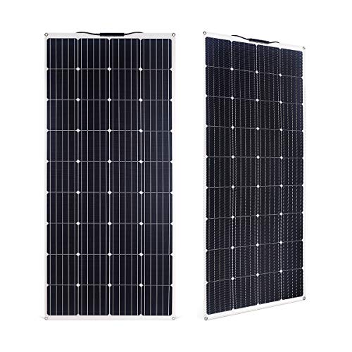 SARONIC Panel Solar ETFE Monocristalino PV Flexible de 150W para RV, Barco, Tienda, Coche, Remolque, Batería de 12V o Cualquier otra Superficie Irregular (Blanco)