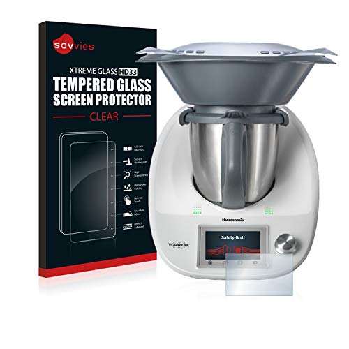 savvies Cristal Templado Compatible con Vorwerk Thermomix TM5 Protector Pantalla Vidrio Proteccion 9H Pelicula Anti-Huellas