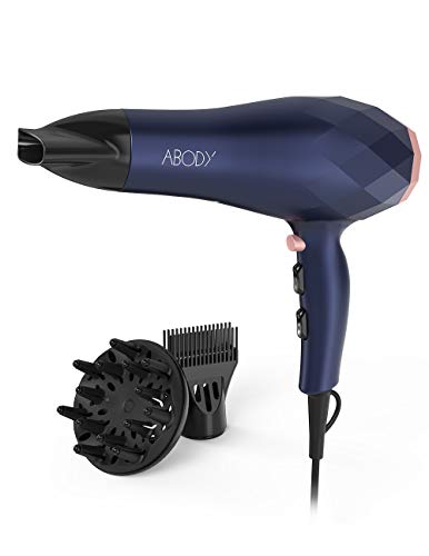 Secador de Pelo Profesional, Abody Secador Iónico de 3500W con Boquilla Concentradora de Aire y Difusor, 2 Velocidades y 3 Temperaturas, Botón de Aire Frío