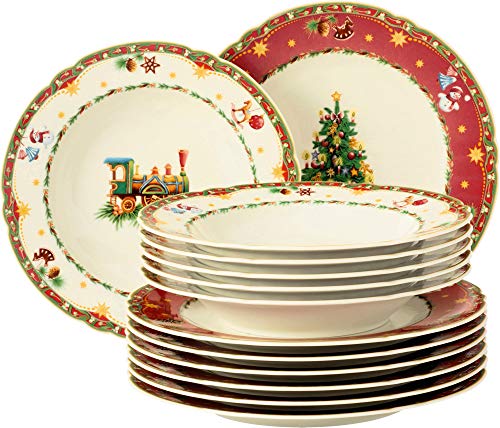 Seltmann Weiden 4052212108599 Marieluise - Vajilla (12 piezas, porcelana), diseño navideño Seltmann Weiden 4052212108599 Marieluise - Vajilla (12 piezas, porcelana), diseño navideño