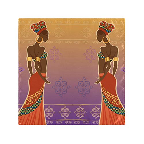 Servilletas de Tela Azul Marino Mantelería para Banquetes Familiares Bodas Fiestas Restaurante Mujer Africana Hermosas cenas con Estampados Vintage Coloridos 6 Piezas