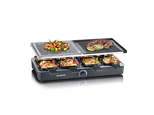 SEVERIN RG 2371 Raclette con piedra natural y placa de parrilla, 1400 W, Plástico, Negro