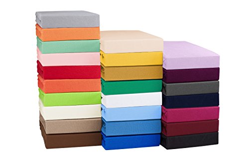 SHC Textilien Sábana Bajera Ajustable Jersey para colchones con o sin muelles, Funda de colchón - 4 tamaños y 25 Colores - Algodón 100% - ca. 130g/m² 90x200-100x200 cm Antracita/Gris Oscuro