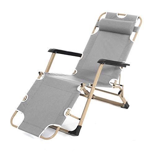 sogesfurniture Tumbona Silla Reclinable y Plegable de Jardín, Tumbona de Playa reclinable, Silla Exterior reclinable, con Estructura de Robusto Acero, Soporta hasta 150 kg, BHEU-CT-F02-GY