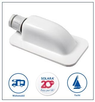 Solara® Pasacables para techo de caravanas, plástico ABS, DD1, color blanco