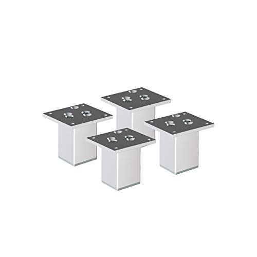 sossai® Exklusiv - Aluminium Patas para muebles | E4MF-N | 4 piezas | Altura: 100mm | Diseño: Aluminium | Tornillos incluidos