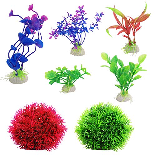 SourceTon 2 Unidades de Bolas de Musgo de marimo Falsas y 5 Unidades de Plantas Artificiales para Acuario, decoración de Acuario, decoración para el hogar, de plástico, Colores Surtidos SourceTon 2 Unidades de Bolas de Musgo de marimo Falsas y 5 Unidades de Plantas Artificiales para Acuario, decoración de Acuario, decoración para el hogar, de plástico, Colores Surtidos