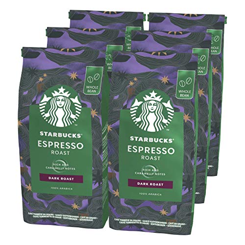 Starbucks Espresso Dark Roast Café De Grano Entero De Tostado Intenso 6 Bolsa de 200g