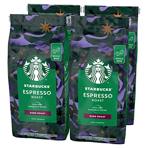 Starbucks Espresso Roast Café de Grano Entero de Tostado Intenso (4 Bolsa de 450G) 1800 g