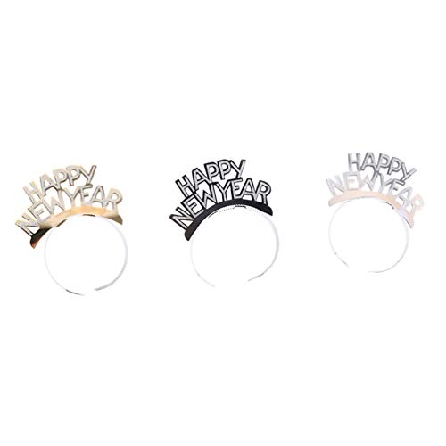 STOBOK 3 piezas de cristal feliz año nuevo diadema brillante año nuevo tiara pelo aro víspera fiesta accesorio para el cabello