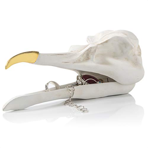SUCK UK Calavera de pájaro organizadora de Joyas, Polyresin, Blanco, 19.00x6.50x6.50 cm
