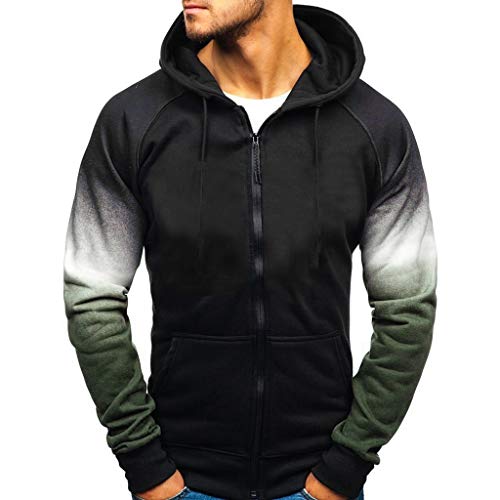 Sudadera de hombre de manga larga con capucha, top y suéter con cremallera de malla con panel de radiante sudadera, otoño, invierno, moda, camisetas, casual, deportiva, Hoodies, Hombre, verde, S