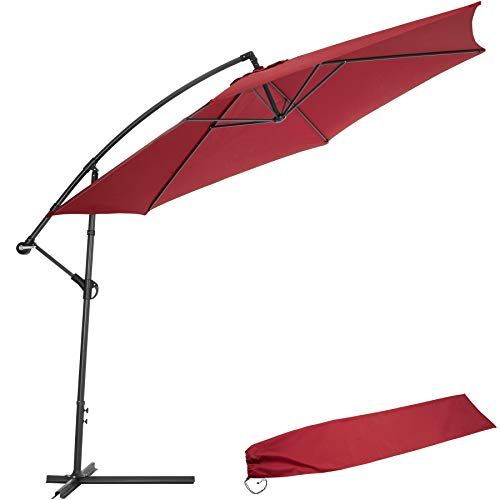 TecTake 3,5m Sombrilla parasol de aluminio para terraza jardín protección solar UV burdeos