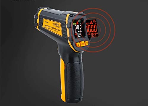 Termómetro infrarrojo industrial digital medidor de temperatura pirómetro sin contacto láser higrómetro luz de color alarma LCD